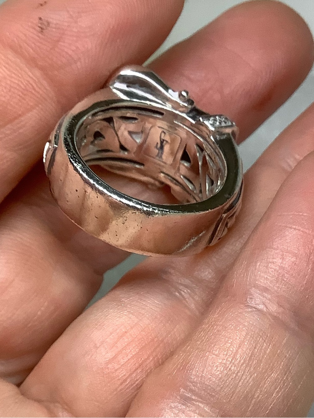 Scott Kay Sterling silver Diamond basket weave buckle ring - Picture 5 of 6